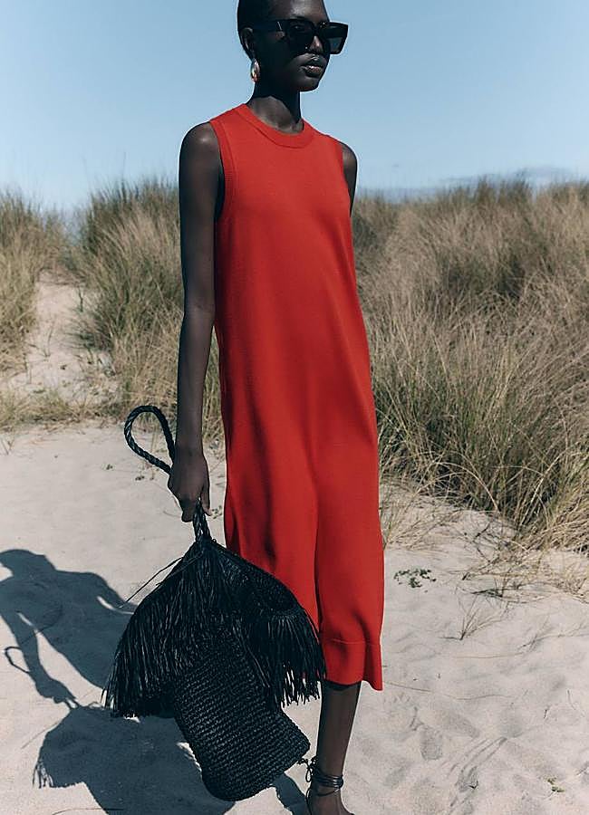 Imagen - Vestido midi de punto color rojo