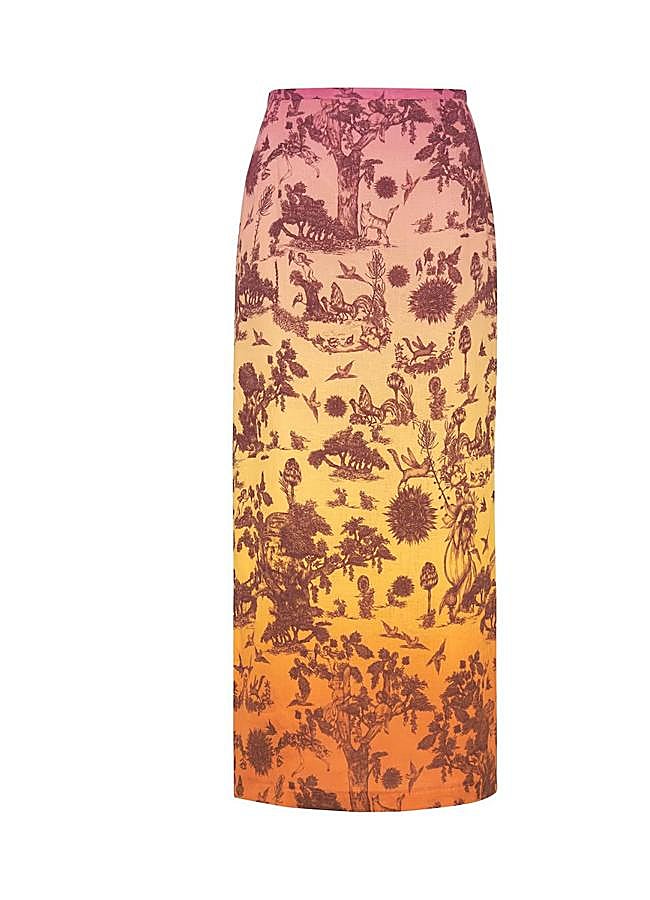 Imagen - Falda de lino con estampado degradé toile de jouy de Mirto, 245 euros.