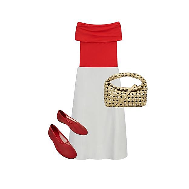 Look falda blanca con prendas de Massimo Dutti