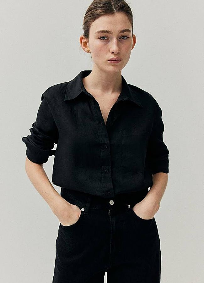 Imagen - Camisa de lino oversize en negro