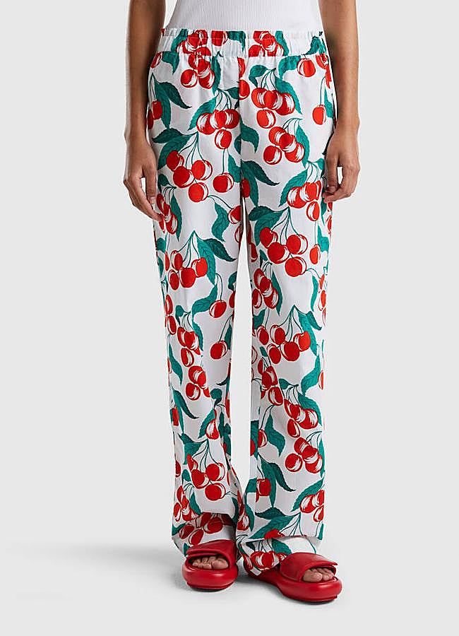 Imagen - Pantalones wide leg con estampado de cerezas