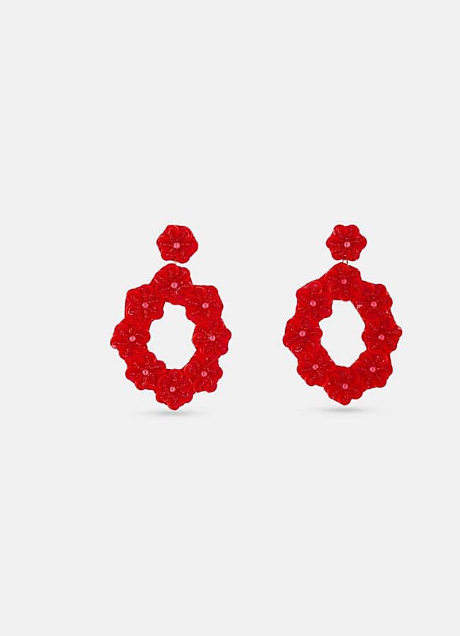 Imagen - Pendientes color rojo acrílicos en forma ovalada