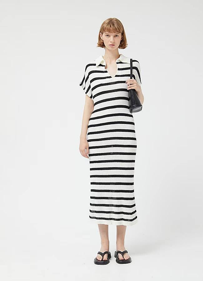 Imagen - Vestido de punto midi con rayas estilo polo