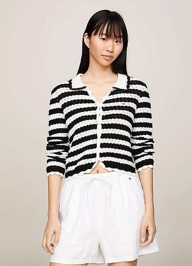 Imagen - Cárdigan de crochet con estampado de rayas