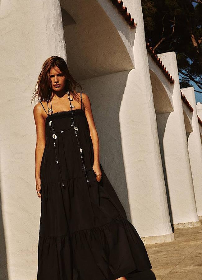 Imagen - Vestido negro largo con paneles