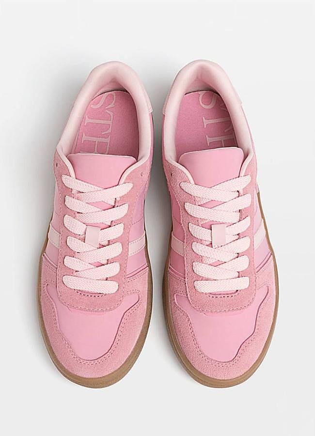 Imagen - Zapatillas casual efecto ante en rosa