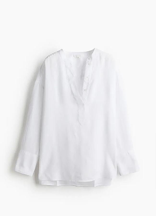 Imagen - Camisa de lino blanca de H&M, 24 euros.