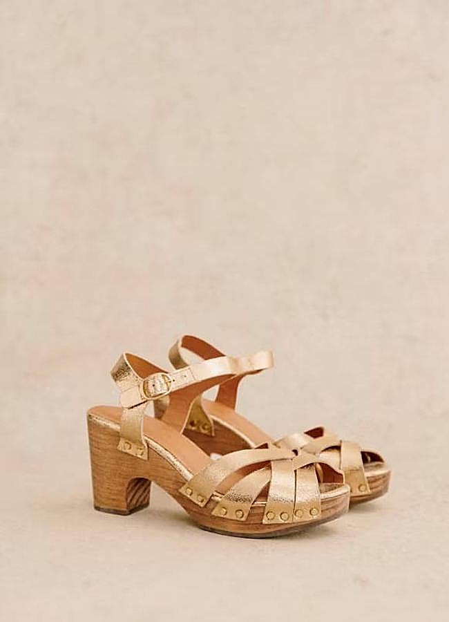 Imagen - Sandalias con plataforma de madera doradas