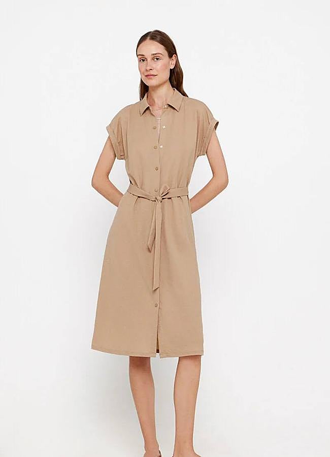 Imagen - Vestido camisero en tono arena