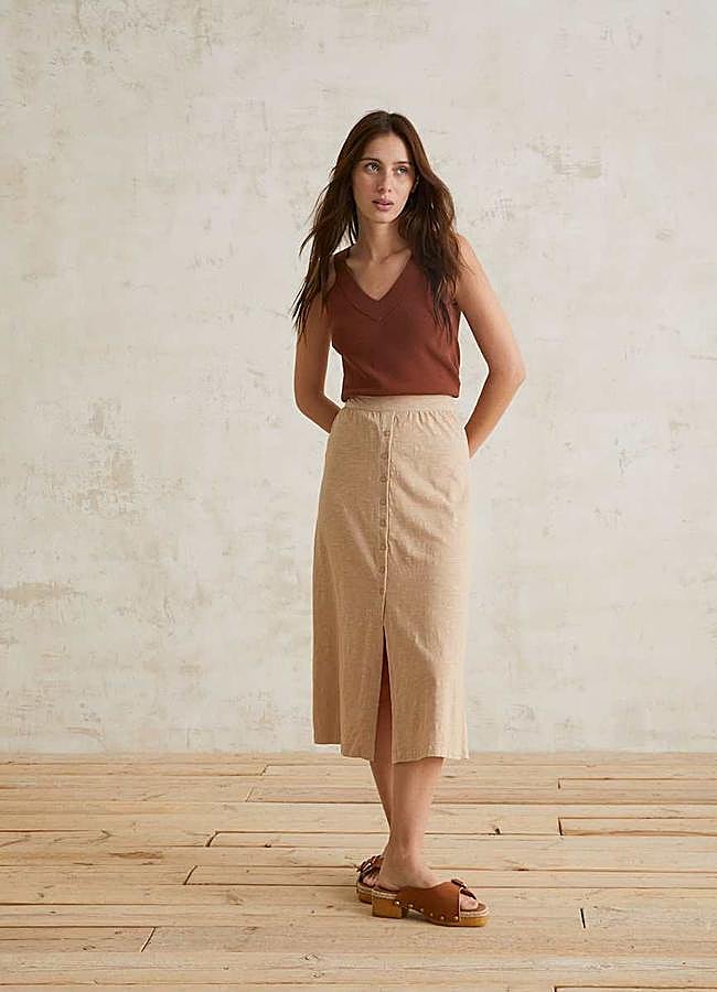 Imagen - Falda midi fluida con abertura frontal de Yerse