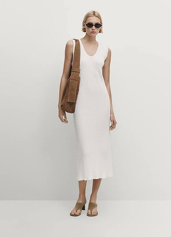 Imagen - Vestido de punto midi color blanco