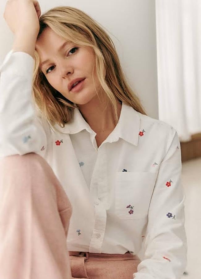 Imagen - Camisa blanca clásica con mini estampado de flores