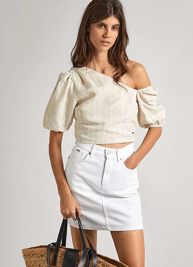 Imagen - Top de mujer con escote asimétrico y mangas abullonadas de Pepe Jeans (en El Corte Inglés por 79,90€)