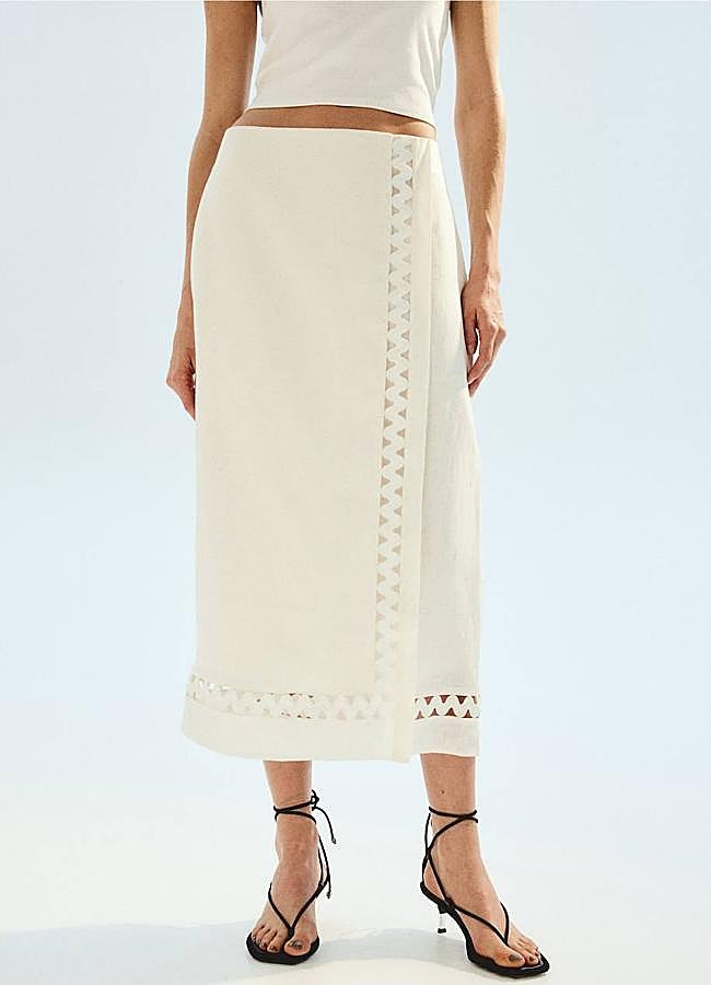Imagen - Falda midi de lino cruzada