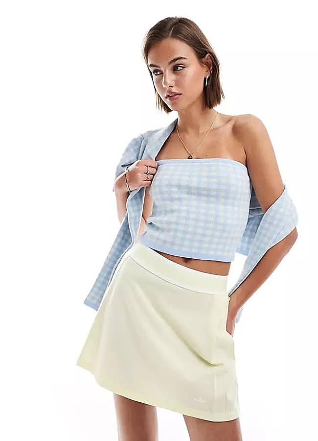 Imagen - Top palabra de honor de punto con estampado de vichy