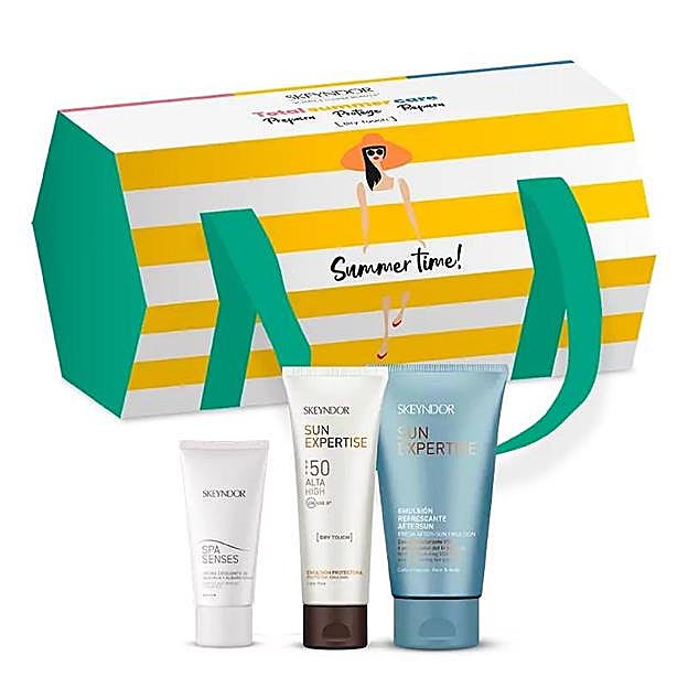 Kit Total Summer Facial Dry touch Sun Expertise de Skeyndor. Precio: 59,50 euros