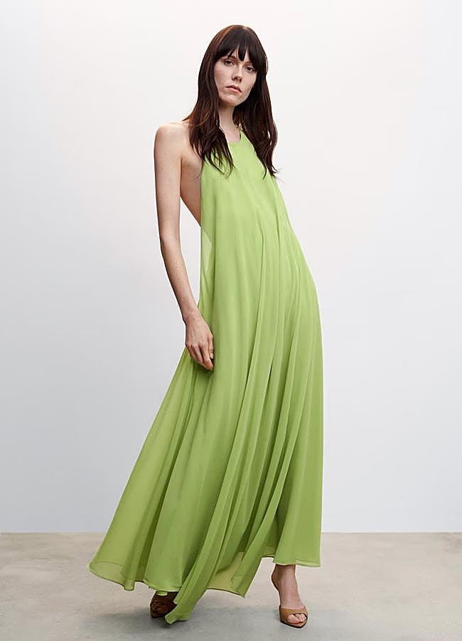 Imagen - Vestido verde con espalda al descubierto de Mango Outlet.