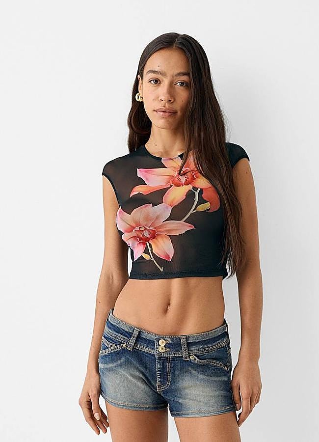 Imagen - Camiseta hibiscus flower en tul semitransparente