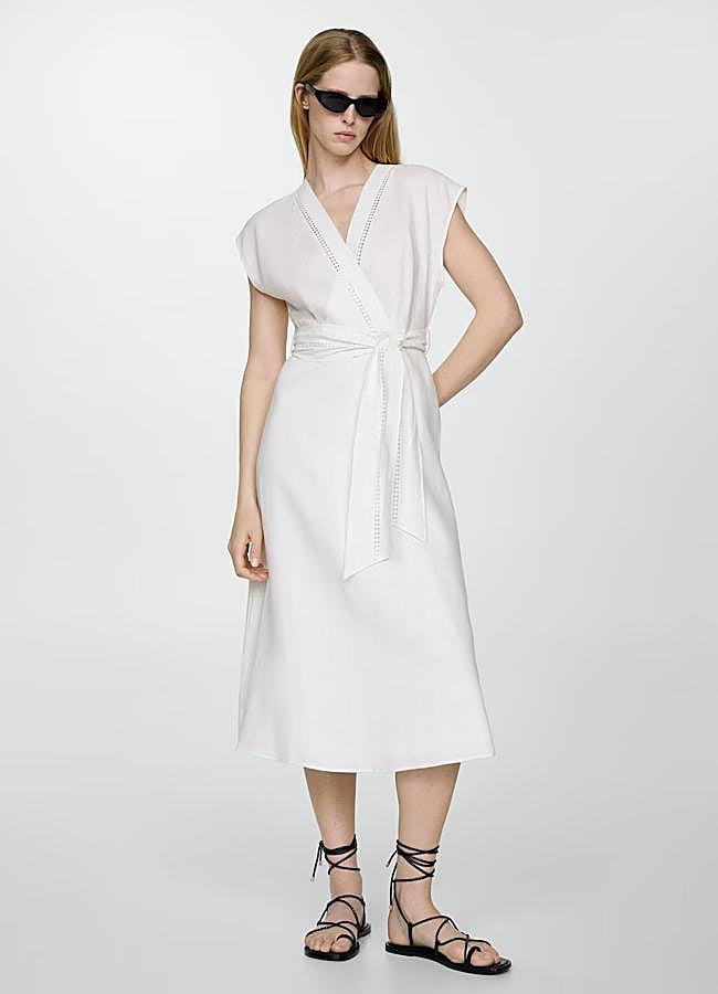 Imagen - Vestido de lino en color blanco de Mango.