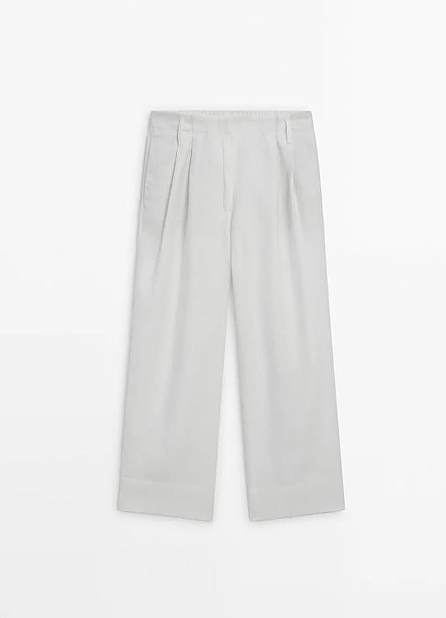 Imagen - Pantalones de lino en color blanco de Massimo Dutti.