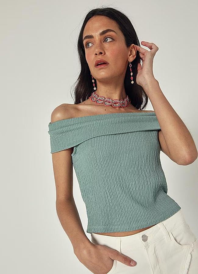 Imagen - Top off the shoulder aguamarina de Noon..