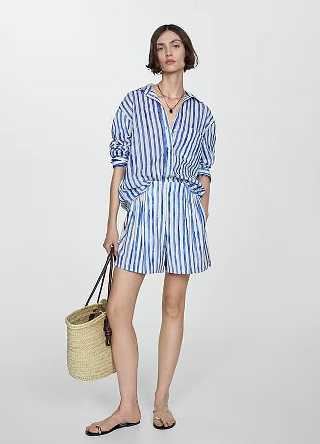 Imagen - Shorts con estampado de rayas de tiro alto