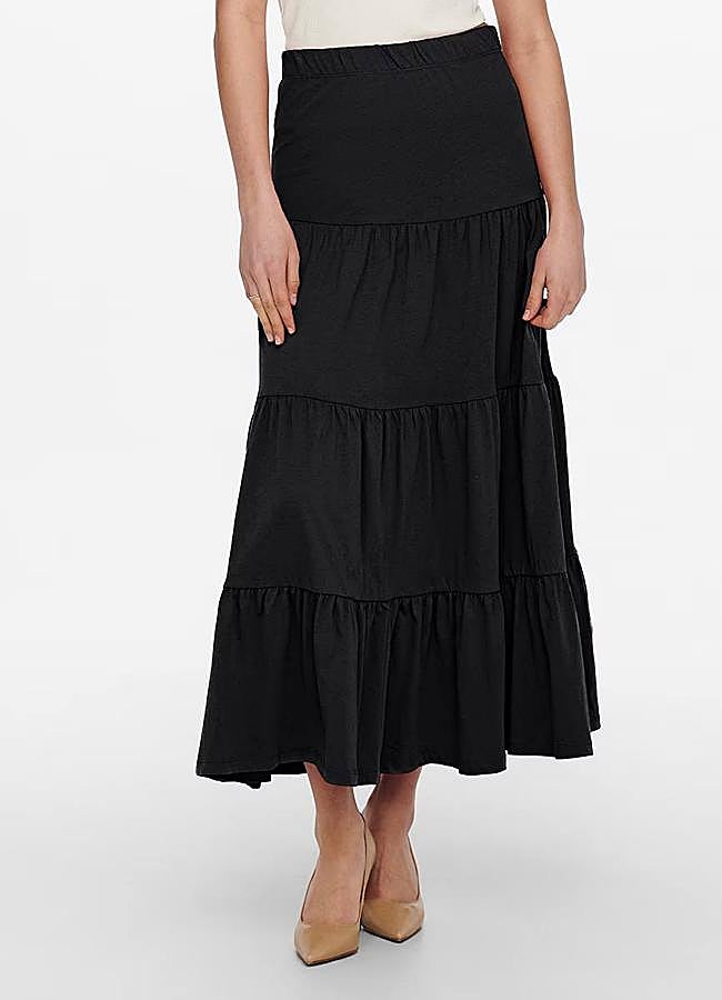 Imagen - Falda larga fluida color negro