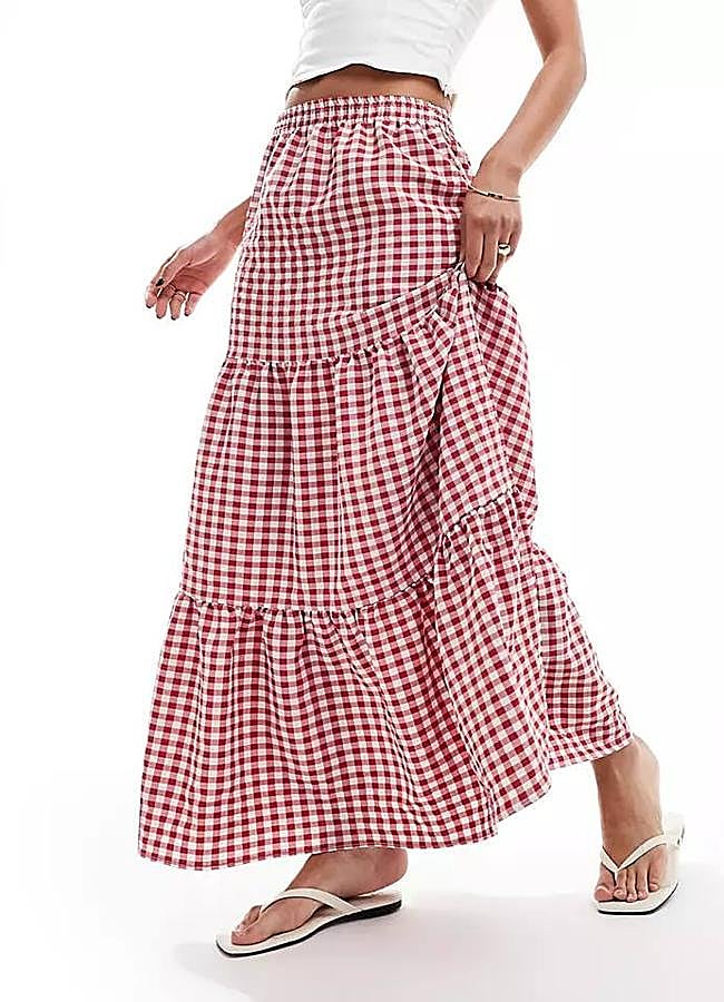 Imagen - Falda fluida larga de vichy