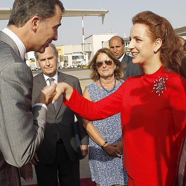 Lalla Salma, con el rey Felipe VI en 2014. 