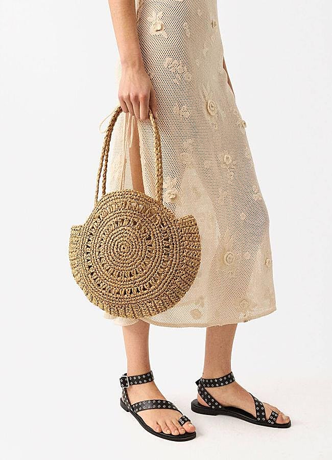 Imagen - Bolso de rafia circular con saco