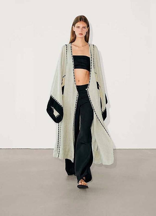 Imagen - Caftán mezcla lino detalle bordado de Massimo Dutti (199€)