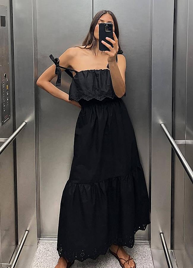 Imagen - Vestido negro bordado