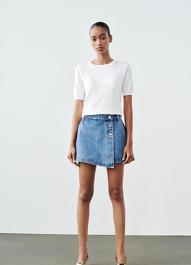 Imagen - Falda-pantalón en denim de Zara.