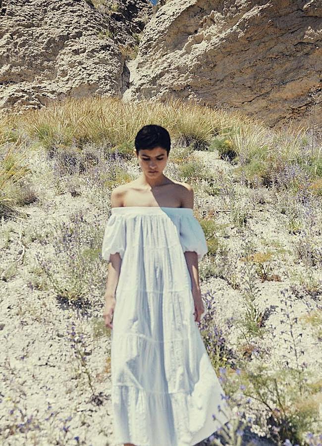 Imagen - Vestido boho chic blanco con hombros al descubierto