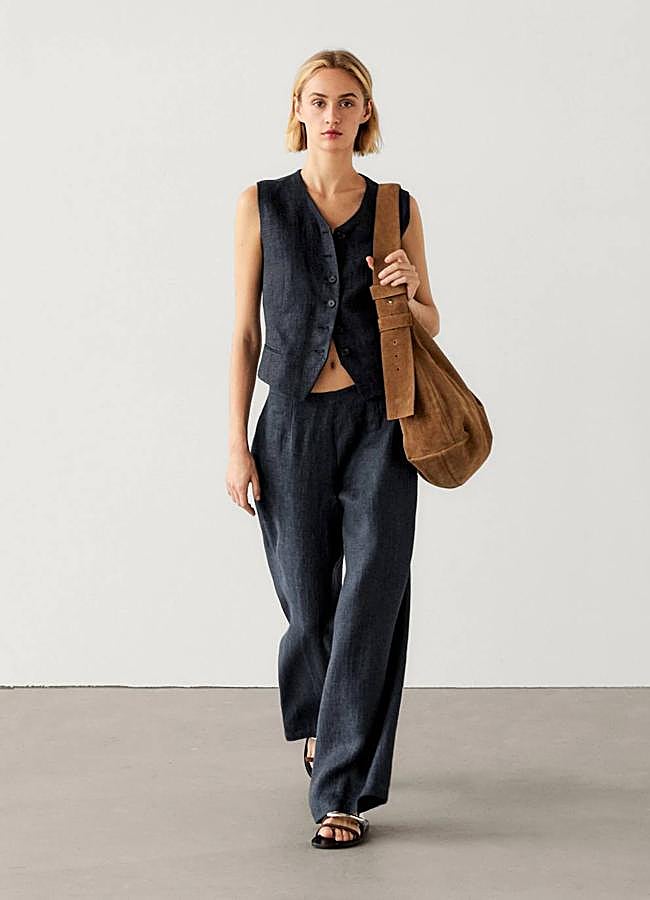 Imagen - Traje de lino azul marino