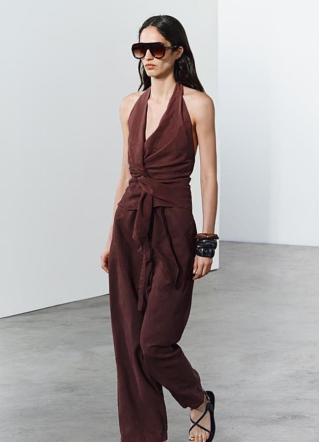 Imagen - Pantalón pijamero de lino de Zara.