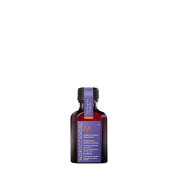Aceite capilar para cabellos rubios o con canas Purple de Moroccanoil.