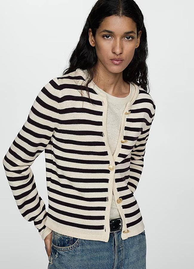 Imagen - Cárdigan de punto fino con estampado de rayas