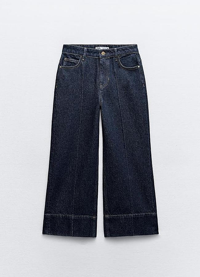Imagen - Jeans Z1975 Wide Leg Cropped Tiro Alto Nervio Frontal de Zara (29,95€)