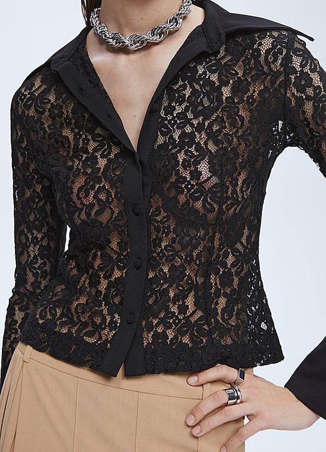 Imagen - Camisa de encaje negra