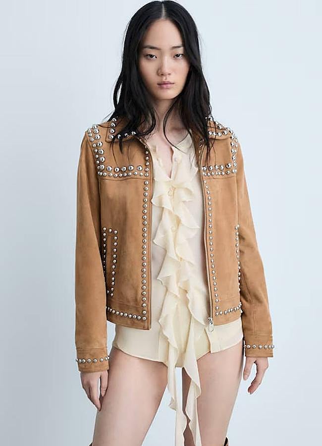 Imagen - Cazadora de piel de ante con tachas