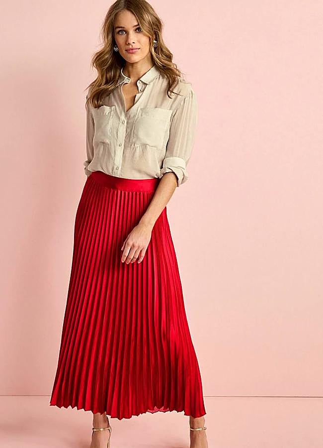 Imagen - Falda pliasada midi satinada