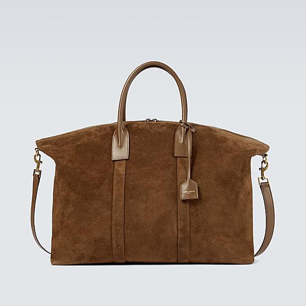 Bolso marrón de ante de Saint Laurent.