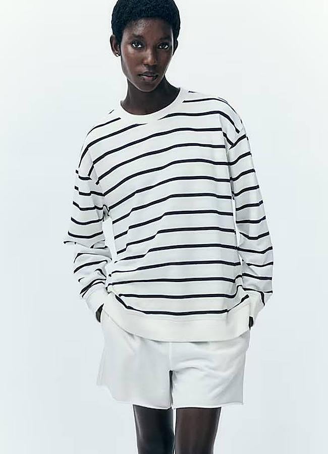 Imagen - Sudadera básica con estampado de rayas