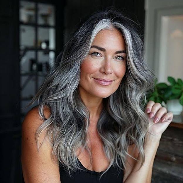 Mujer con mechas smokey hair