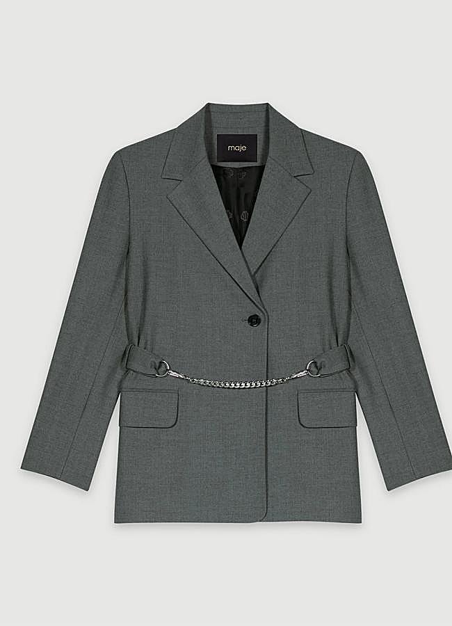Imagen - Blazer en gris con cadena de Maje.