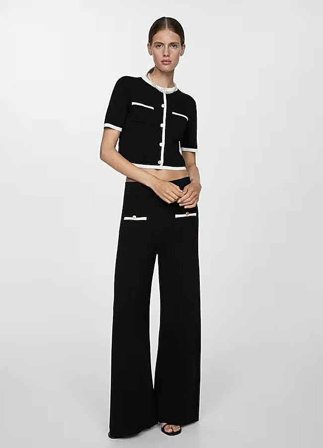 Imagen - Conjunto de punto contraste con cárdigan y pantalón largo