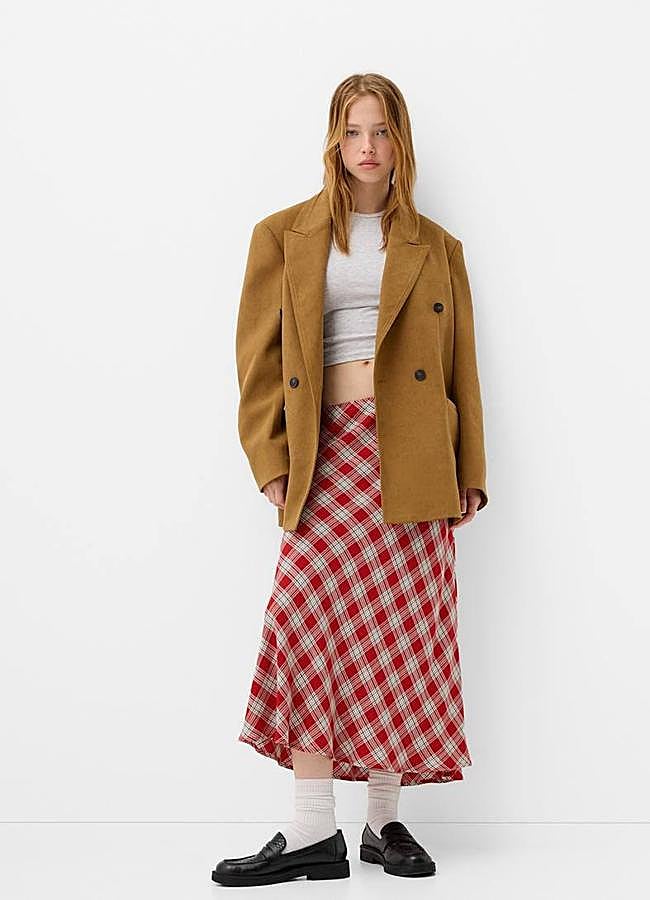 Imagen - Falda midi de cuadros fluida