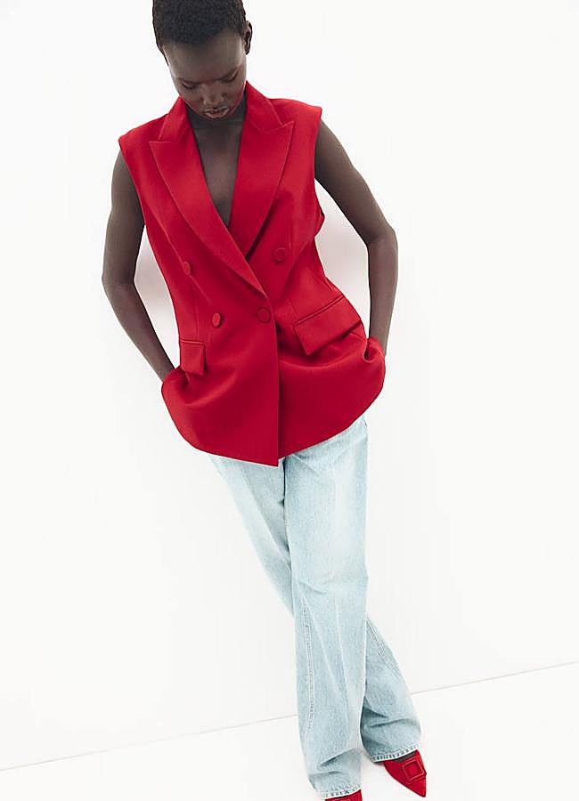 Imagen - Chaleco tailoring tipo blazer en color rojo