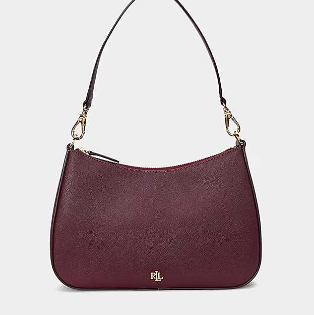 Hobo mediano Danni de piel con logo metálico de Lauren Ralph Lauren (249€)